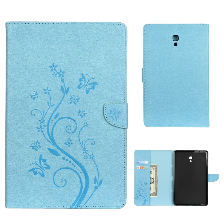 

Butterfly Flowers Imprinted Leather Wallet Tablet Shell with Stand for Samsung Galaxy Tab A 10.5 (2018) T590 T595 - Blue, Galaxy Tab A 10.5 (2018) T590 T595