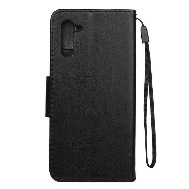 Imprint Butterfly Flower Leather Wallet Case for Samsung Galaxy Note 10 - Black-3