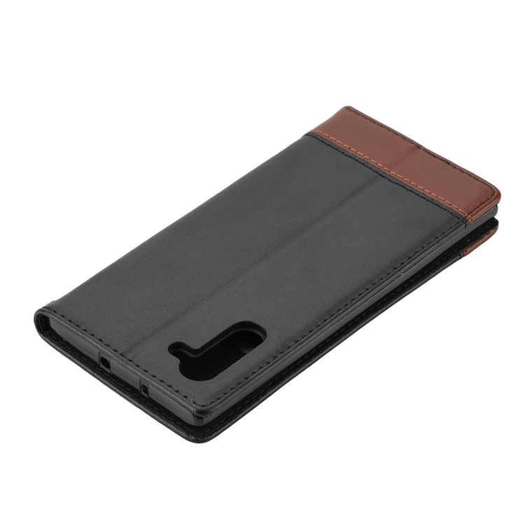 Two-tone Split Leather Case Card Holder Stand Phone Cover for Samsung Galaxy Note 10 - Black-10