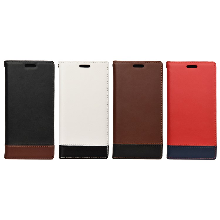 Two-tone Split Leather Case Card Holder Stand Phone Cover for Samsung Galaxy Note 10 - Black-11