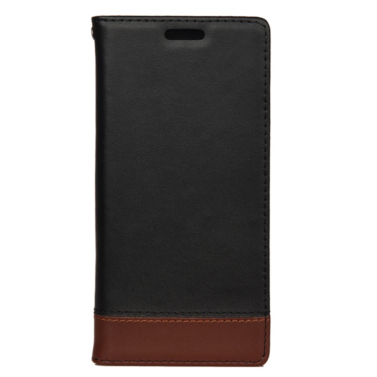 Two-tone Split Leather Case Card Holder Stand Phone Cover for Samsung Galaxy Note 10 - Black-2