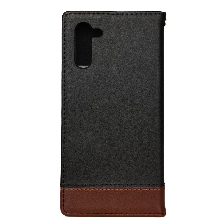 Two-tone Split Leather Case Card Holder Stand Phone Cover for Samsung Galaxy Note 10 - Black-3