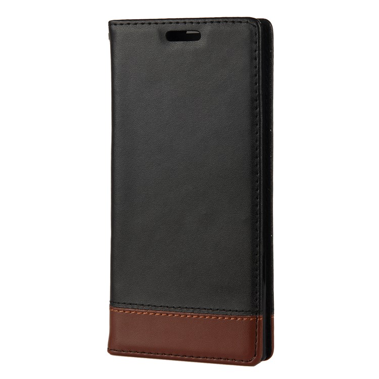 Two-tone Split Leather Case Card Holder Stand Phone Cover for Samsung Galaxy Note 10 - Black-4