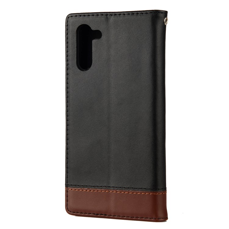 Two-tone Split Leather Case Card Holder Stand Phone Cover for Samsung Galaxy Note 10 - Black-5