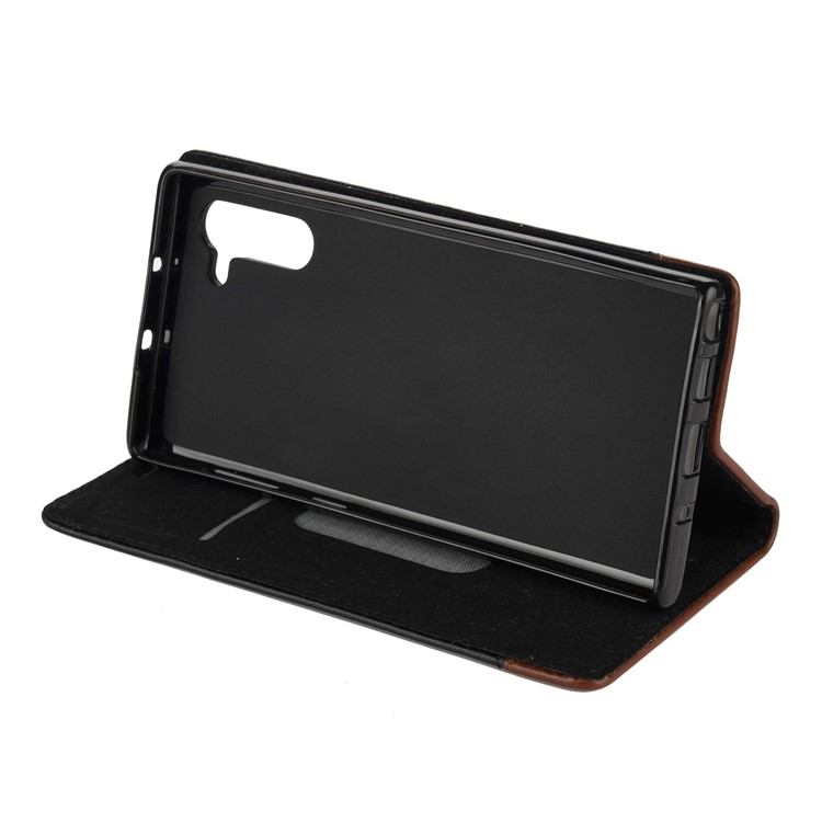 Two-tone Split Leather Case Card Holder Stand Phone Cover for Samsung Galaxy Note 10 - Black-7