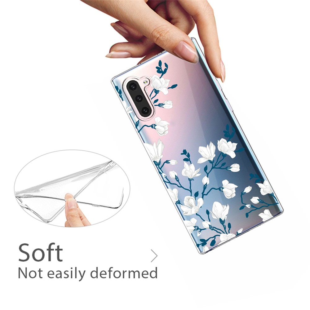Pattern Printing TPU Case for Samsung Galaxy Note 10 - White Flowers-4