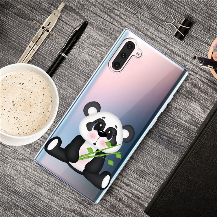 Pattern Printing TPU Case for Samsung Galaxy Note 10 - Panda Holding Bamboo-2