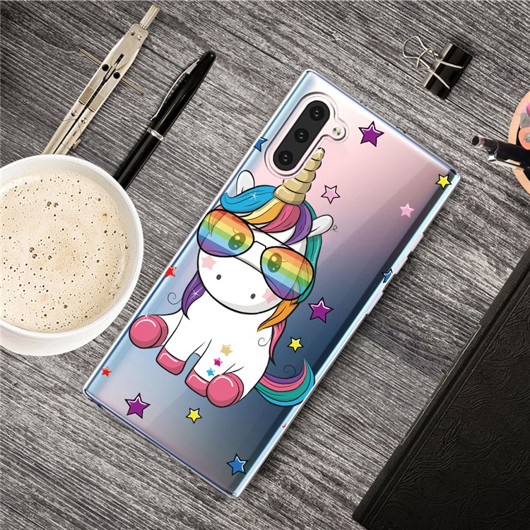 Pattern Printing TPU Case for Samsung Galaxy Note 10 - Unicorn and Star-2