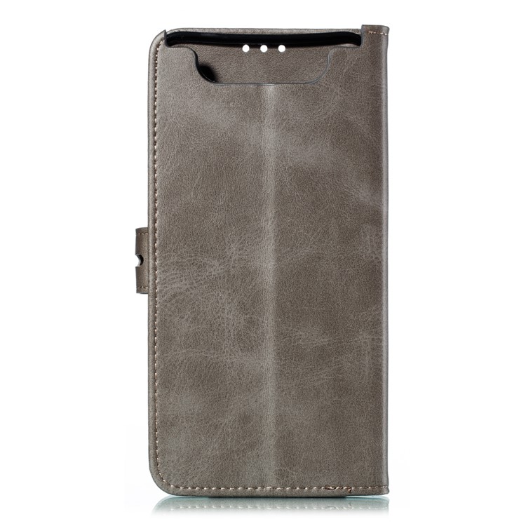 Imprinted Cat Pattern Leather Wallet Cover Phone Case for Samsung Galaxy A80/A90 - Grey-3