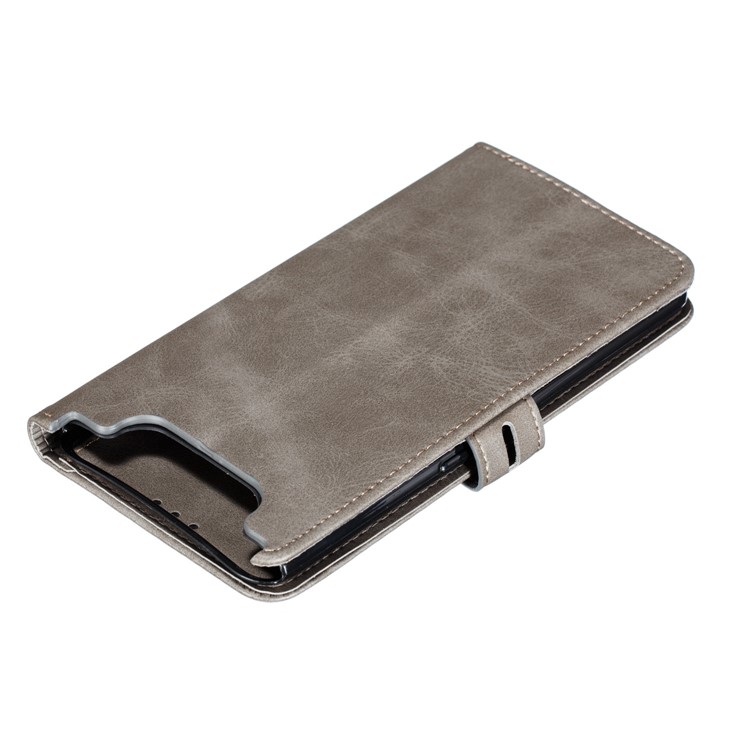 Imprinted Cat Pattern Leather Wallet Cover Phone Case for Samsung Galaxy A80/A90 - Grey-8