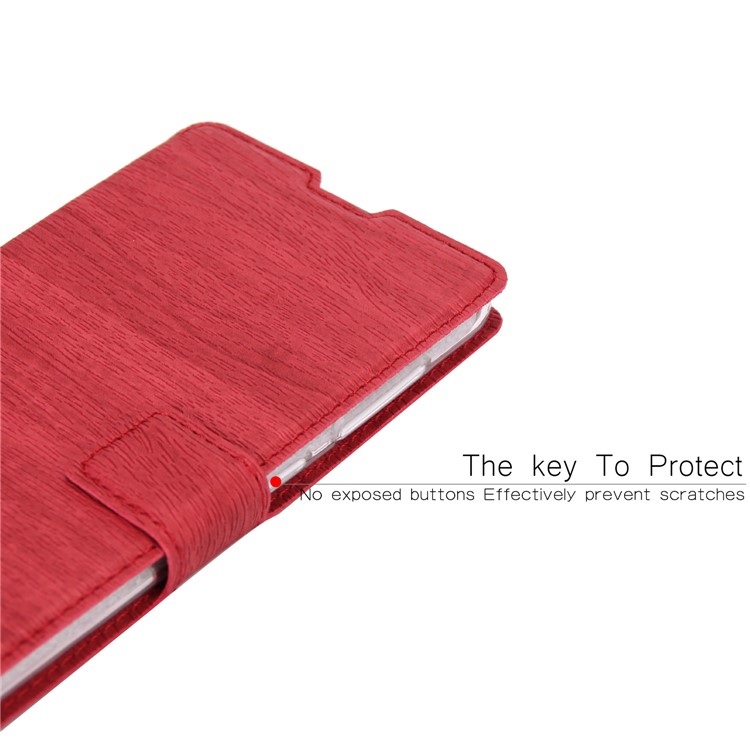 Wood Texture Leather Wallet Stand Case Cover for Samsung Galaxy A20/A30 - Red-4