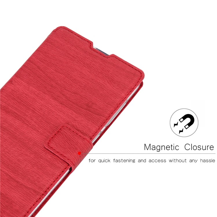 Wood Texture Leather Wallet Stand Case Cover for Samsung Galaxy A20/A30 - Red-8