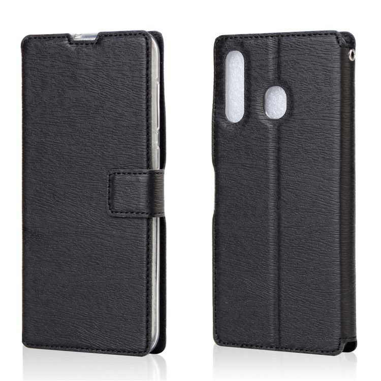 

Wood Texture Leather Wallet Stand Case Cover for Samsung Galaxy A20/A30 - Black, Galaxy A20