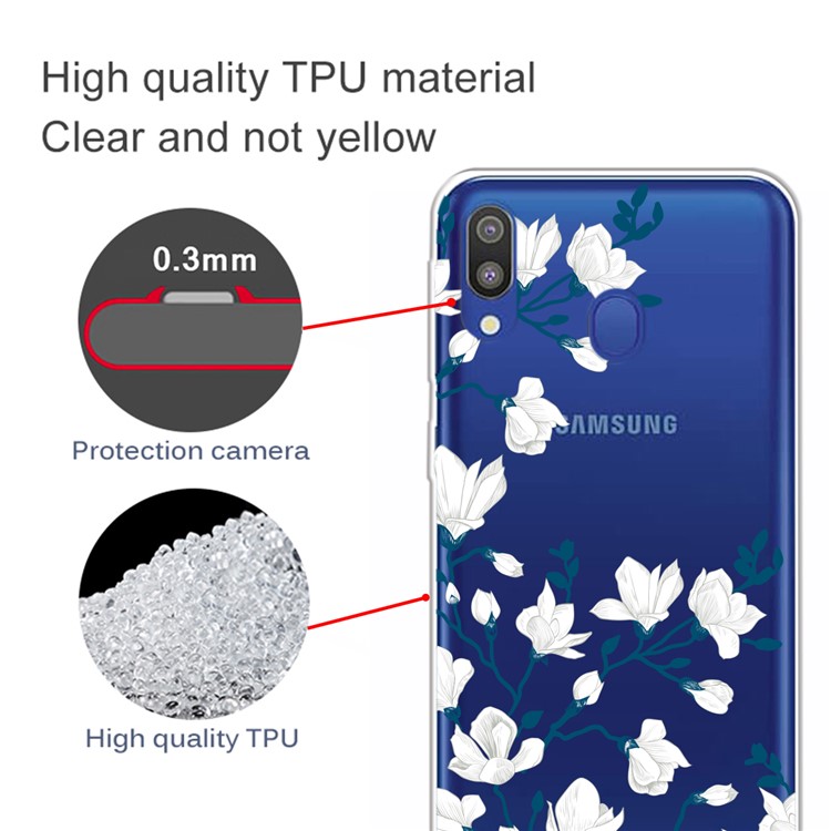 Pattern Printing Extremely Clear TPU Phone Case Cover for Samsung Galaxy A30/A20 - White Flowers-3