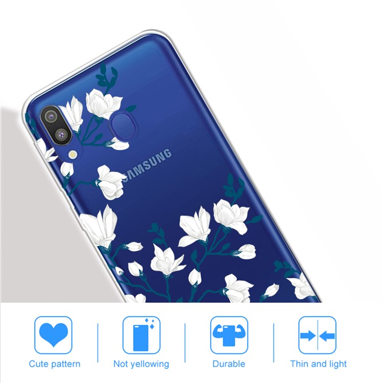 Pattern Printing Extremely Clear TPU Phone Case Cover for Samsung Galaxy A30/A20 - White Flowers-5