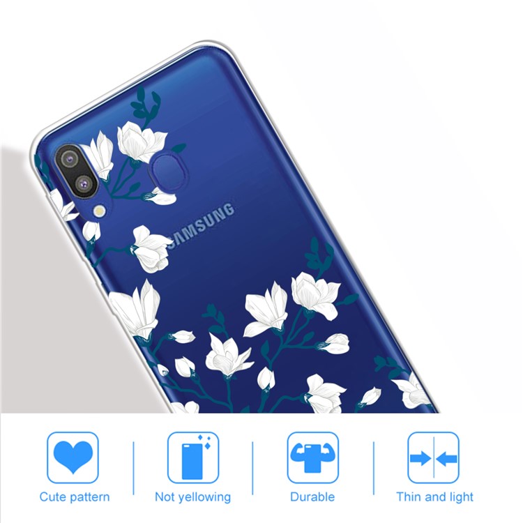 Pattern Printing Extremely Clear TPU Phone Case Cover for Samsung Galaxy A30/A20 - White Flowers-5