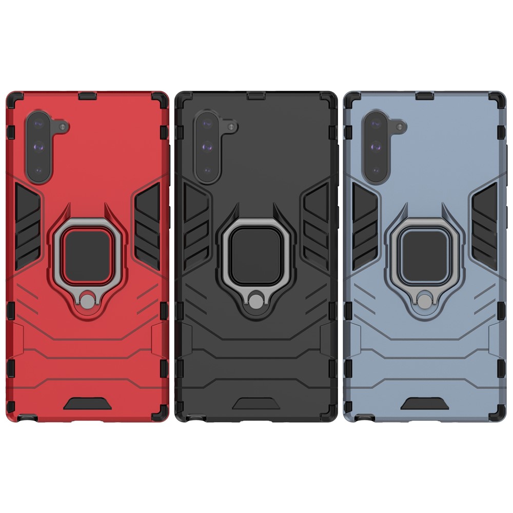 Suporte De Anel De Guarda Legal Kickstand PC Híbrido TPU Shell Para Samsung Galaxy Note 10 - Preto-10