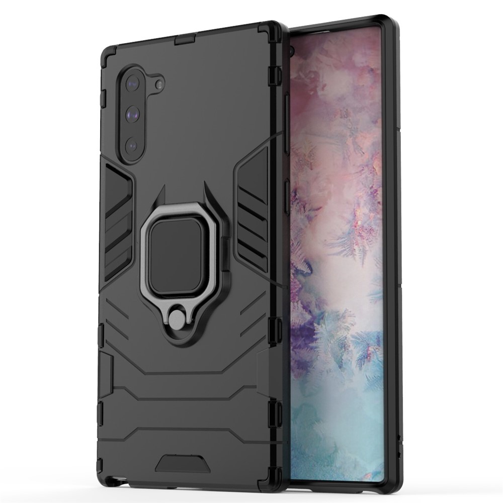 Suporte De Anel De Guarda Legal Kickstand PC Híbrido TPU Shell Para Samsung Galaxy Note 10 - Preto-2