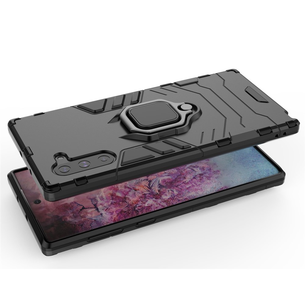 Suporte De Anel De Guarda Legal Kickstand PC Híbrido TPU Shell Para Samsung Galaxy Note 10 - Preto-5