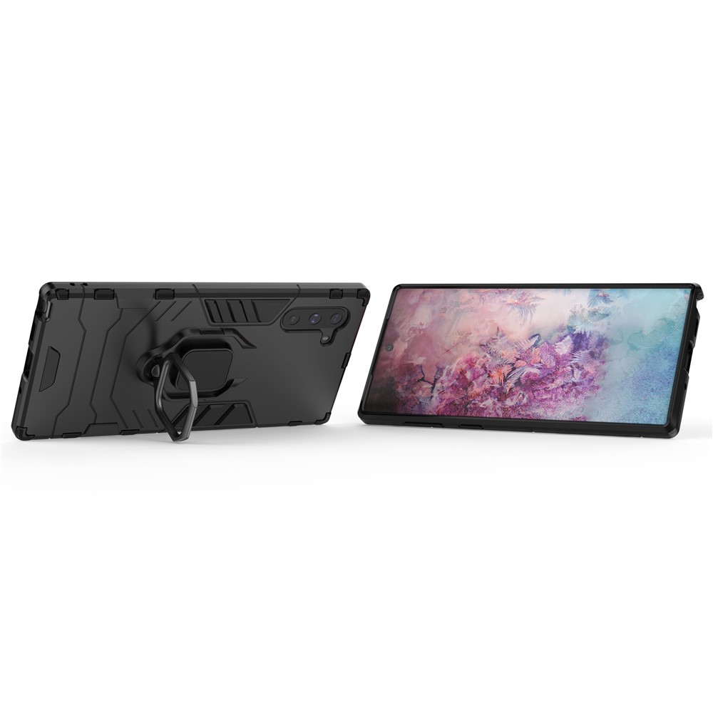 Suporte De Anel De Guarda Legal Kickstand PC Híbrido TPU Shell Para Samsung Galaxy Note 10 - Preto-8