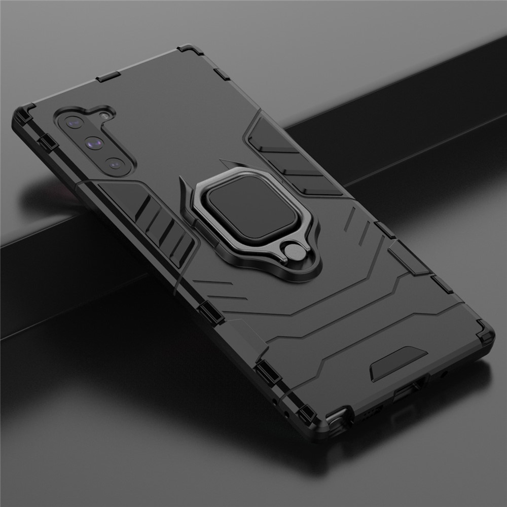 Suporte De Anel De Guarda Legal Kickstand PC Híbrido TPU Shell Para Samsung Galaxy Note 10 - Preto-9