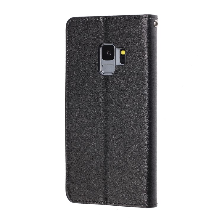 Bee Pattern Silk Texture Leather Wallet Casing for Samsung Galaxy S9 G960 - Black-4