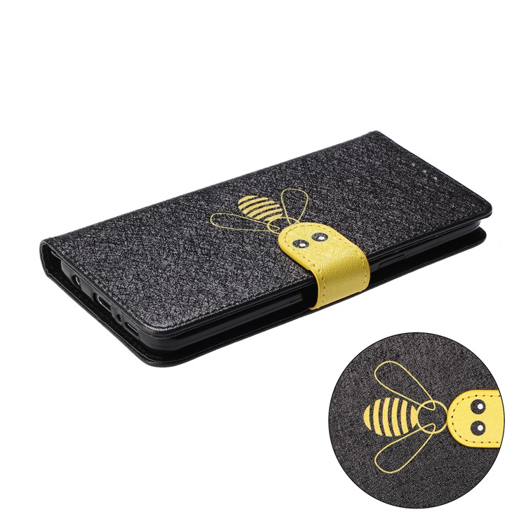 Bee Pattern Silk Texture Leather Wallet Casing for Samsung Galaxy S9 G960 - Black-5
