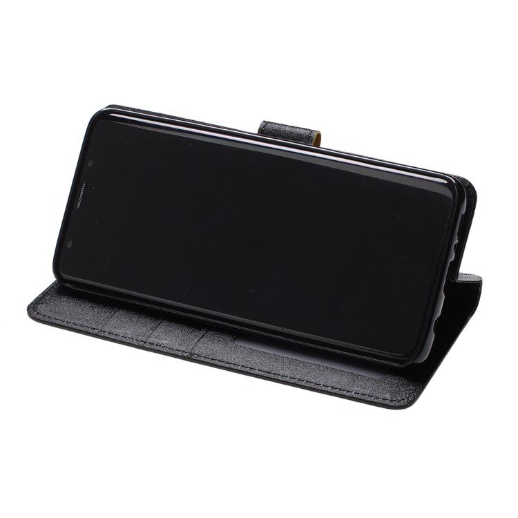 Bee Pattern Silk Texture Leather Wallet Casing for Samsung Galaxy S9 G960 - Black-6