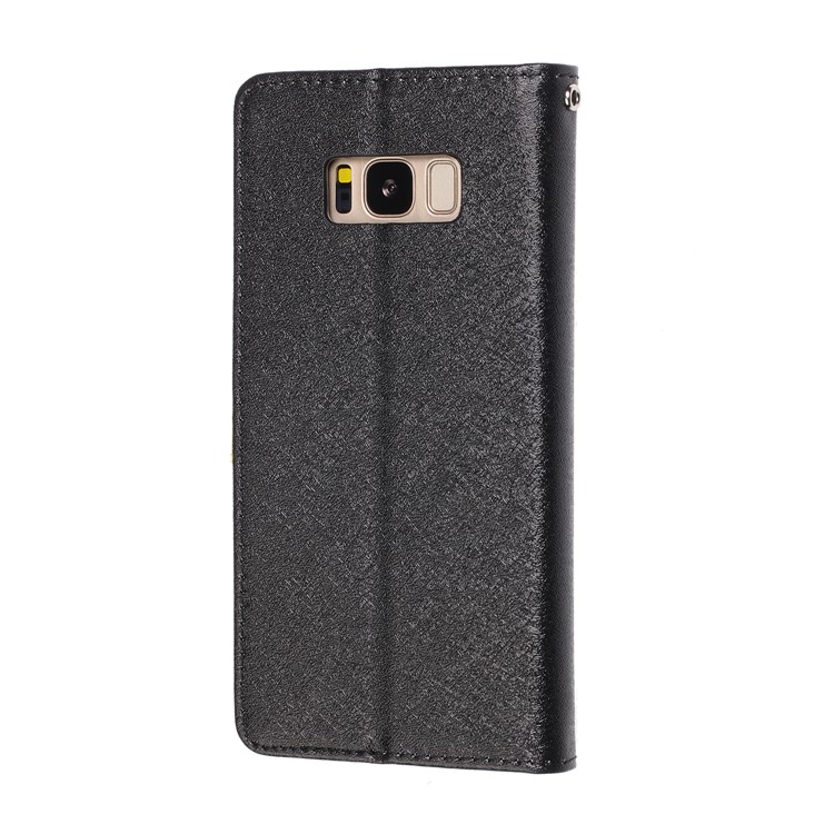 Bee Pattern Silk Texture Leather Wallet Stand Shell for Samsung Galaxy S8 Plus G955 - Black-4