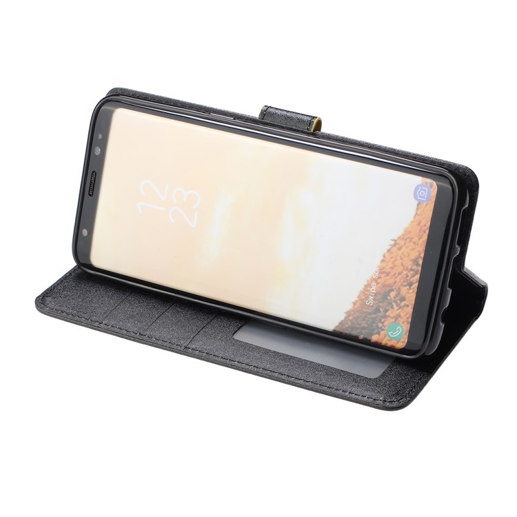 Bee Pattern Silk Texture Leather Wallet Stand Shell for Samsung Galaxy S8 Plus G955 - Black-6