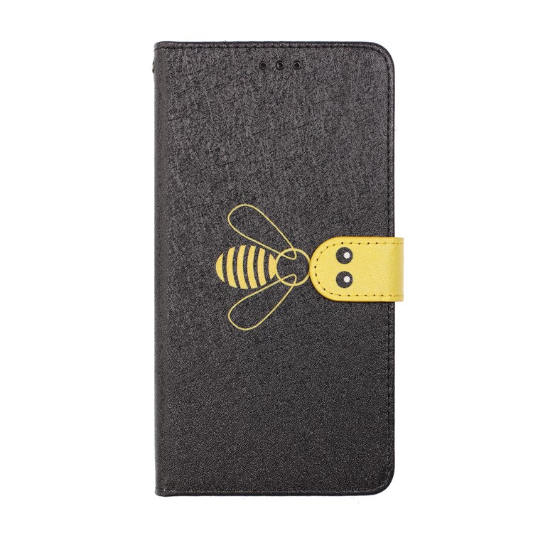 Bee Pattern Silk Texture Leather Phone Shell Case for Samsung Galaxy A6 (2018) - Black-2