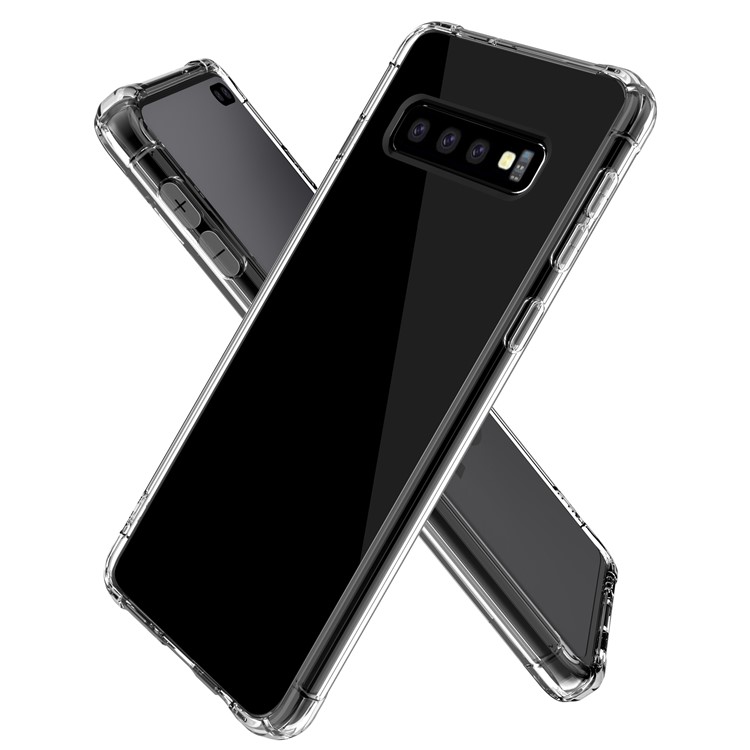 LEEU DESIGN Air Cushion Shockproof TPU Shell with Voice Conversion Jack for Samsung Galaxy S10 Plus - Transparent-12