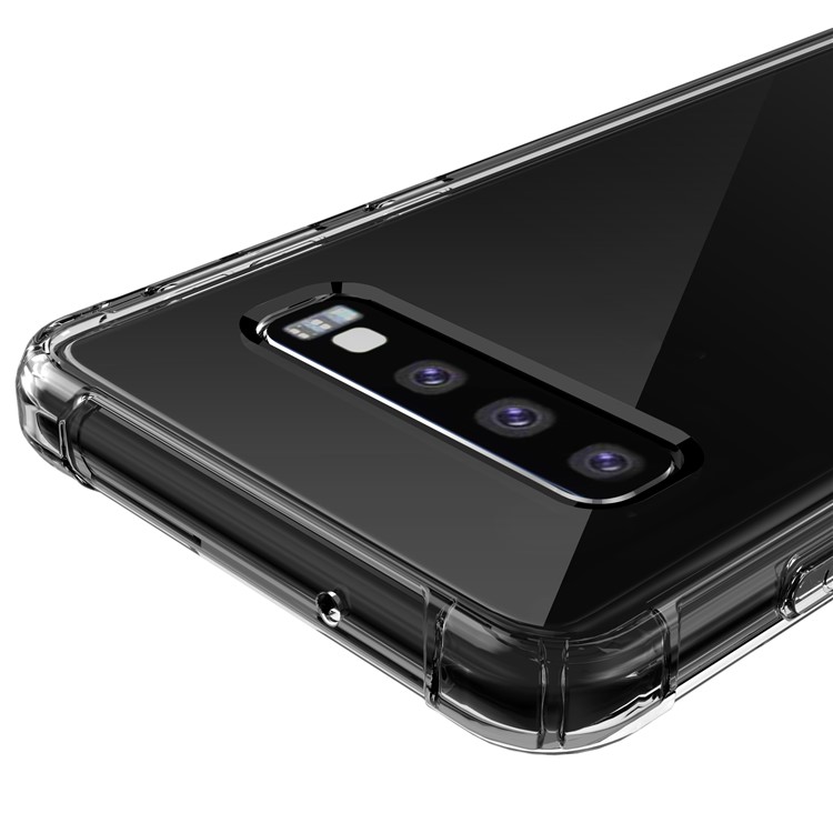 LEEU DESIGN Air Cushion Shockproof TPU Shell with Voice Conversion Jack for Samsung Galaxy S10 Plus - Transparent-13