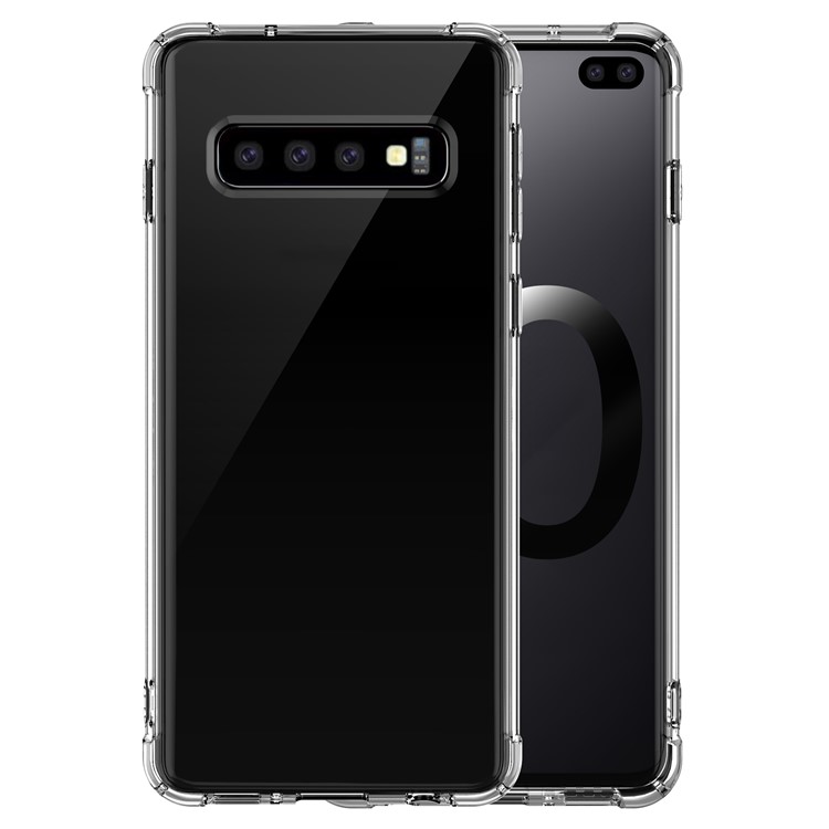 LEEU DESIGN Air Cushion Shockproof TPU Shell with Voice Conversion Jack for Samsung Galaxy S10 Plus - Transparent-14