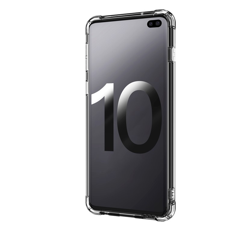 LEEU DESIGN Air Cushion Shockproof TPU Shell with Voice Conversion Jack for Samsung Galaxy S10 Plus - Transparent-15