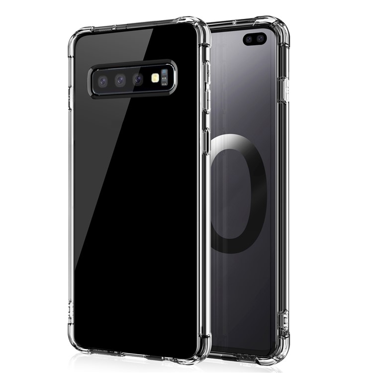 LEEU DESIGN Air Cushion Shockproof TPU Shell with Voice Conversion Jack for Samsung Galaxy S10 Plus - Transparent-16