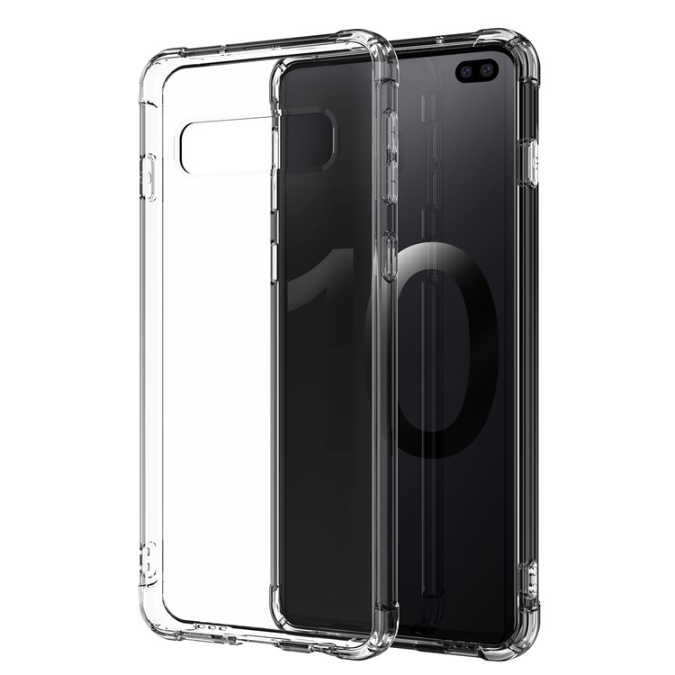 LEEU DESIGN Air Cushion Shockproof TPU Shell with Voice Conversion Jack for Samsung Galaxy S10 Plus - Transparent-2