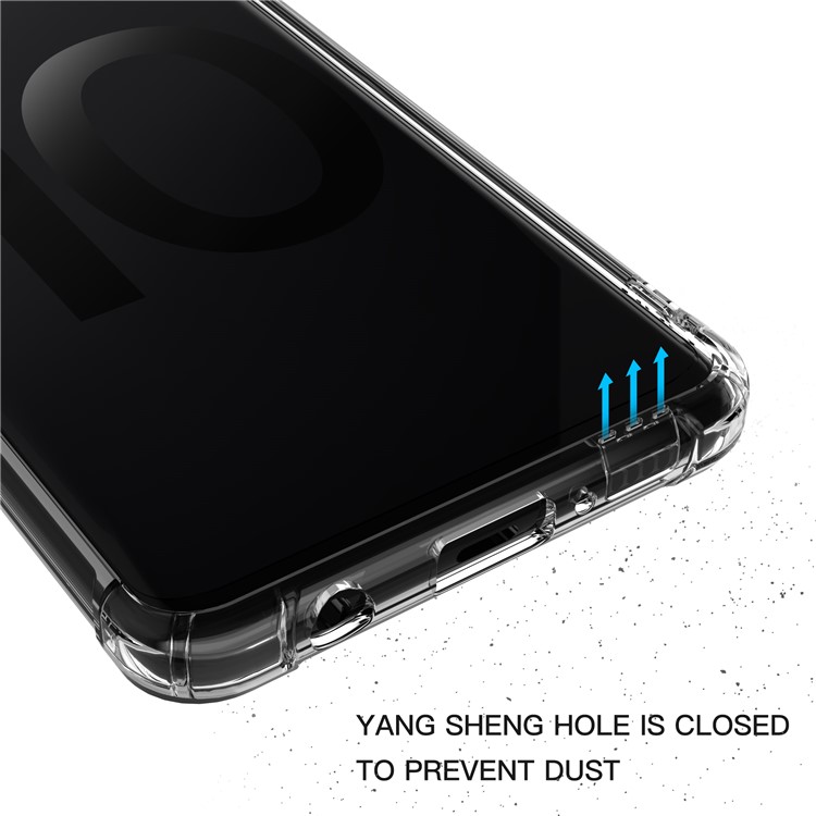 LEEU DESIGN Air Cushion Shockproof TPU Shell with Voice Conversion Jack for Samsung Galaxy S10 Plus - Transparent-4