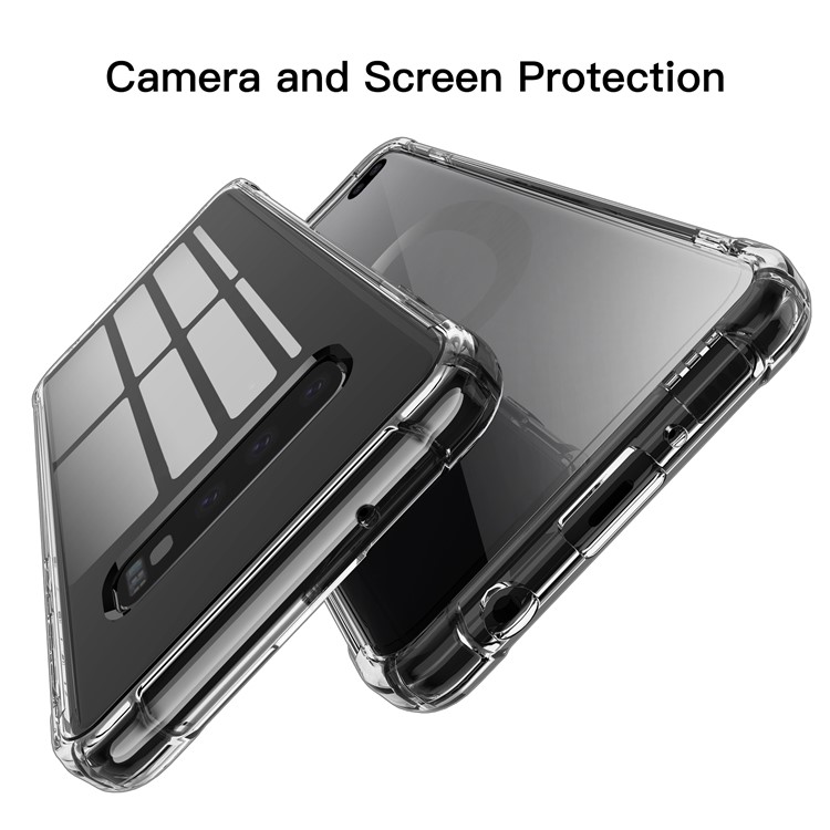 LEEU DESIGN Air Cushion Shockproof TPU Shell with Voice Conversion Jack for Samsung Galaxy S10 Plus - Transparent-6