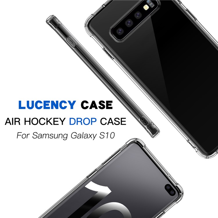 LEEU DESIGN Air Cushion Shockproof TPU Shell with Voice Conversion Jack for Samsung Galaxy S10 Plus - Transparent-7