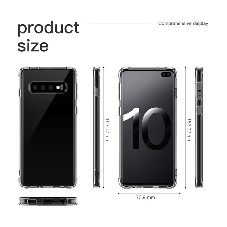 LEEU DESIGN Air Cushion Shockproof TPU Shell with Voice Conversion Jack for Samsung Galaxy S10 Plus - Transparent-8