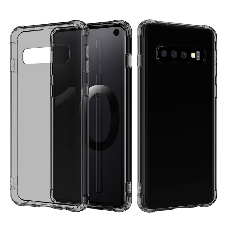 LEEU DESIGN Air Cushion Shockproof TPU Casing Cover with Voice Conversion Jack for Samsung Galaxy S10 - Black-1