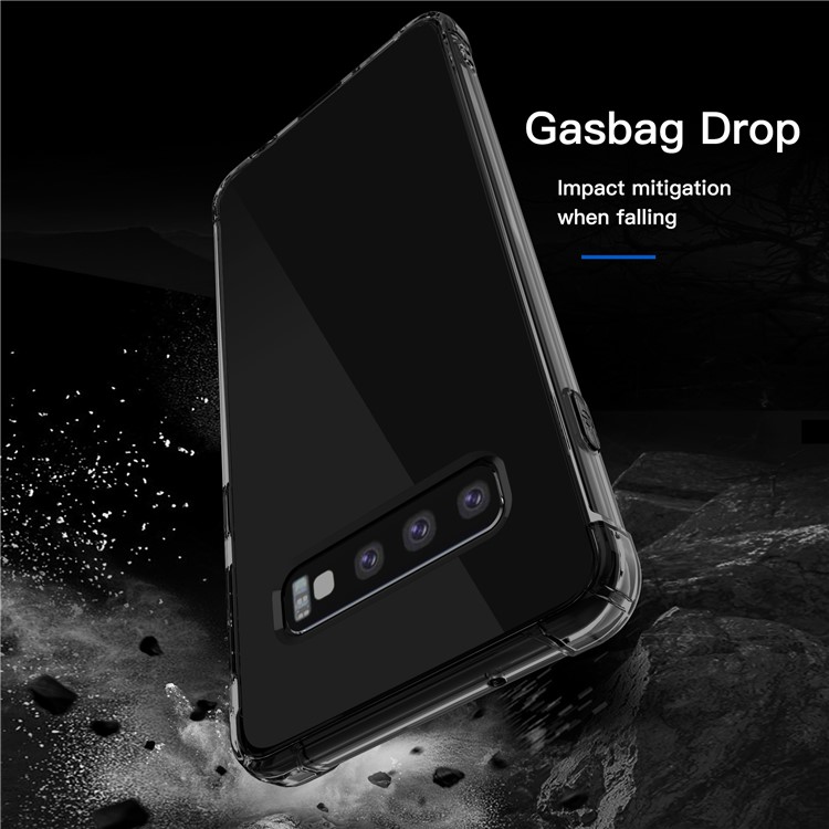 LEEU DESIGN Air Cushion Shockproof TPU Casing Cover with Voice Conversion Jack for Samsung Galaxy S10 - Black-3