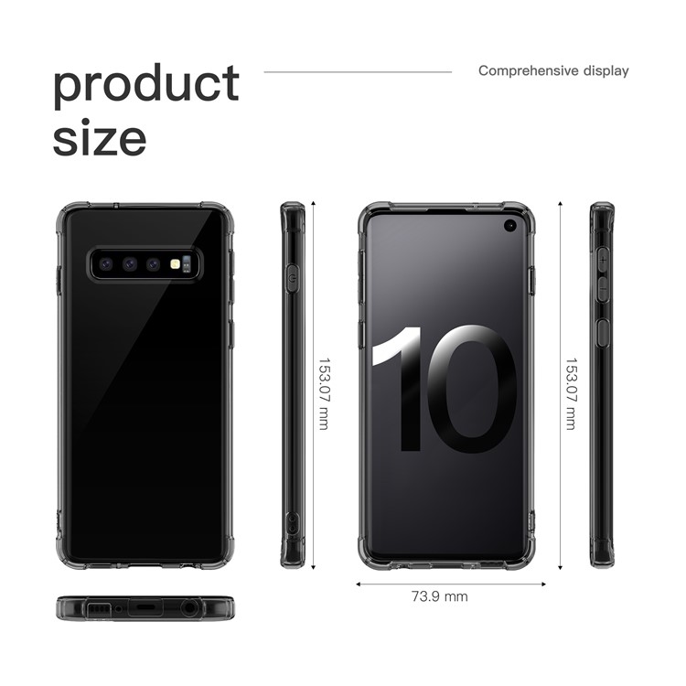 LEEU DESIGN Air Cushion Shockproof TPU Casing Cover with Voice Conversion Jack for Samsung Galaxy S10 - Black-4