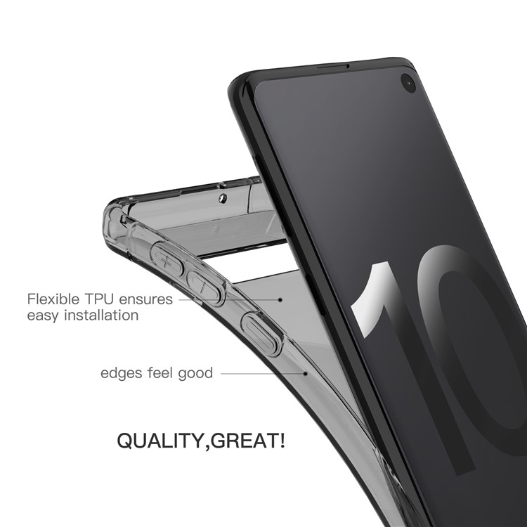LEEU DESIGN Air Cushion Shockproof TPU Casing Cover with Voice Conversion Jack for Samsung Galaxy S10 - Black-6
