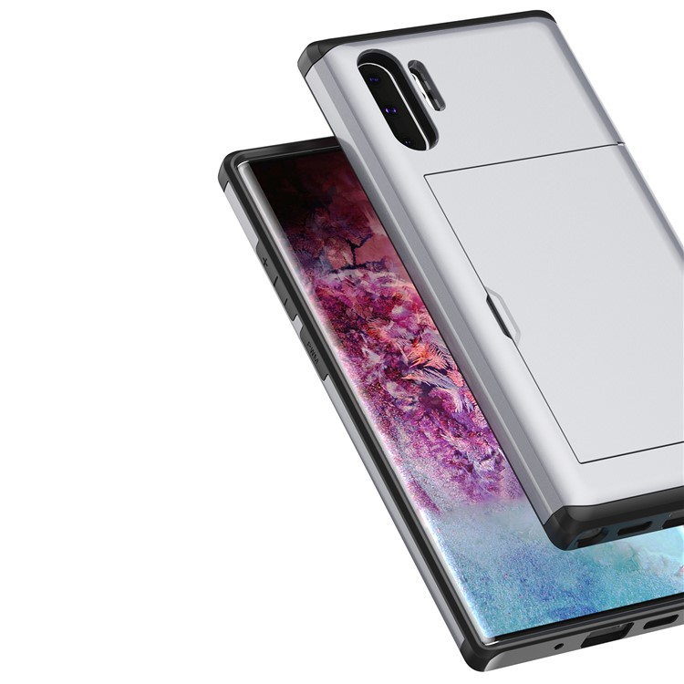 PC + TPU Combo with Card Holder Protection Phone Casing Cover for Samsung Galaxy Note 10 Pro - Silver-3