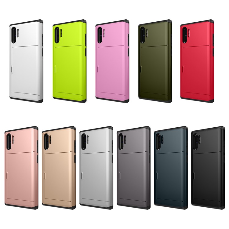 PC + TPU Combo with Card Holder Protection Phone Casing Cover for Samsung Galaxy Note 10 Pro  - Silver-5