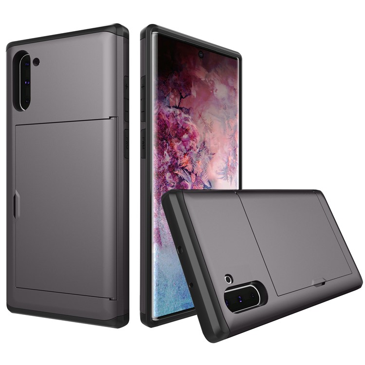 

Plastic + TPU Hybrid Card Holder Case for Samsung Galaxy Note 10 / Note 10 5G - Dark Grey, Galaxy Note 10