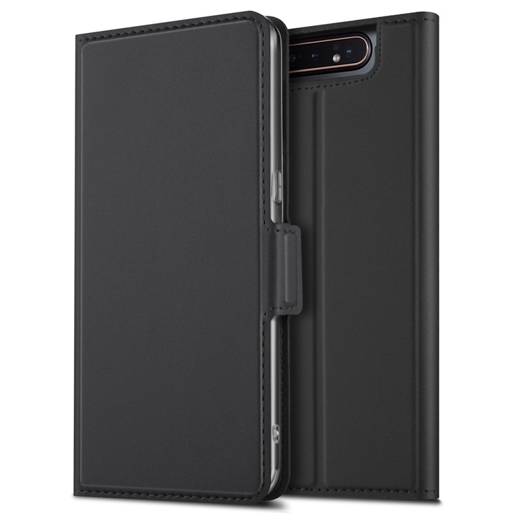 Magnetic Adsorption Card Holder TPU + PU Flip Stand Phone Case for Samsung Galaxy A80 / A90 - Black-5