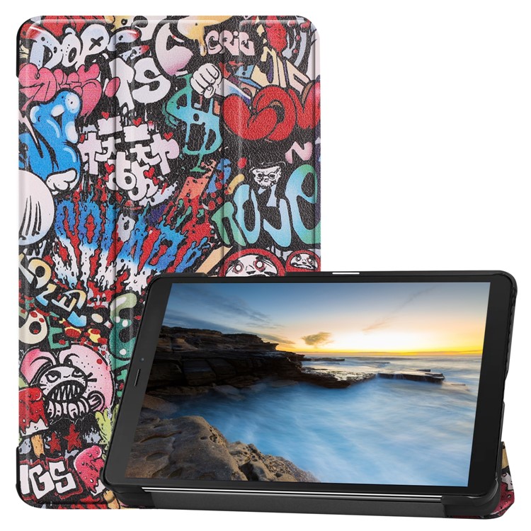 Pattern Printing Tri-fold Stand Leather Tablet Case for Samsung Galaxy Tab A 8.0 (2019) SM-T290/SM-T295 - Cartoon Graffiti-1